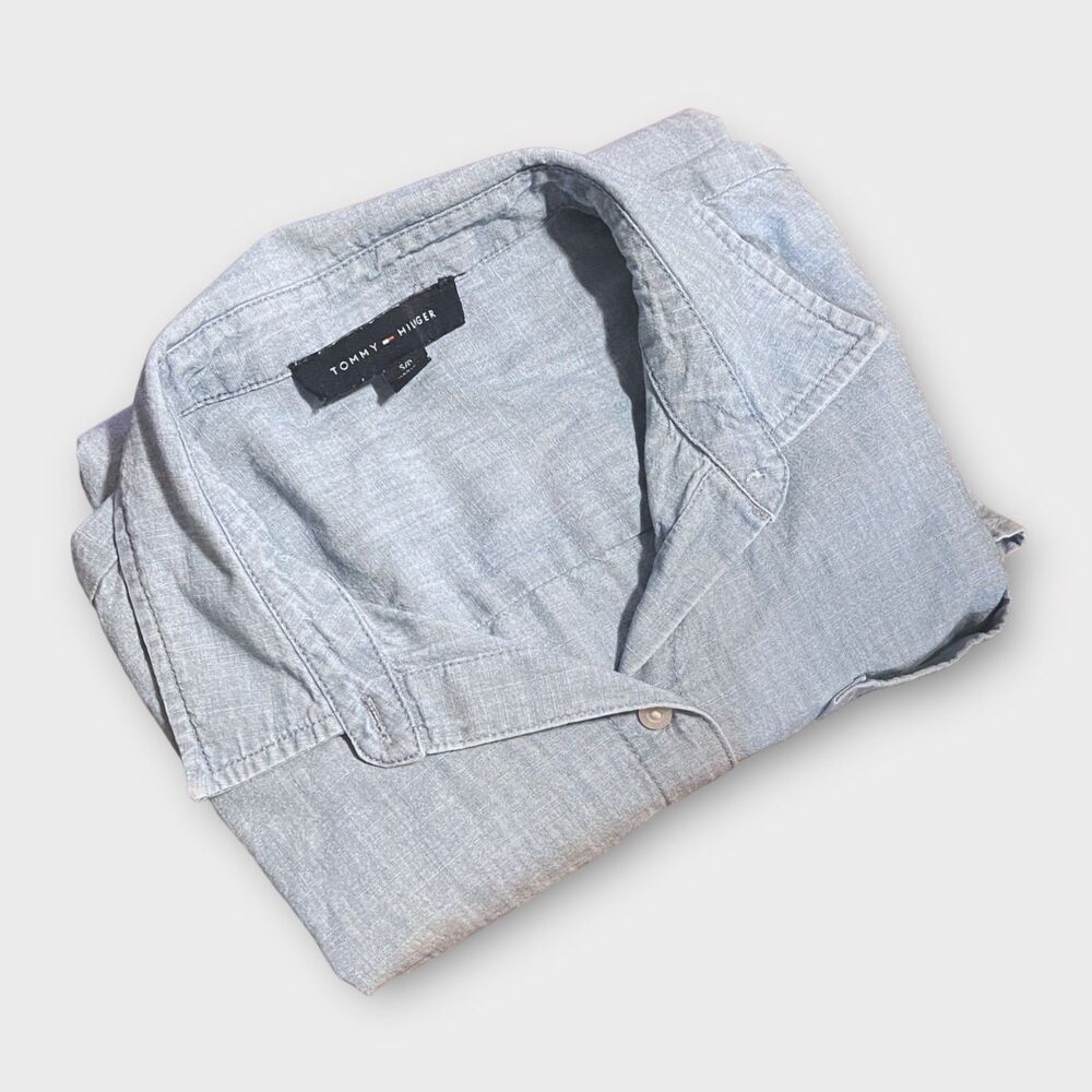 Tommy Hilfiger Long Sleeve Denim Shirt Women's S Light Cotton Classic Preppy